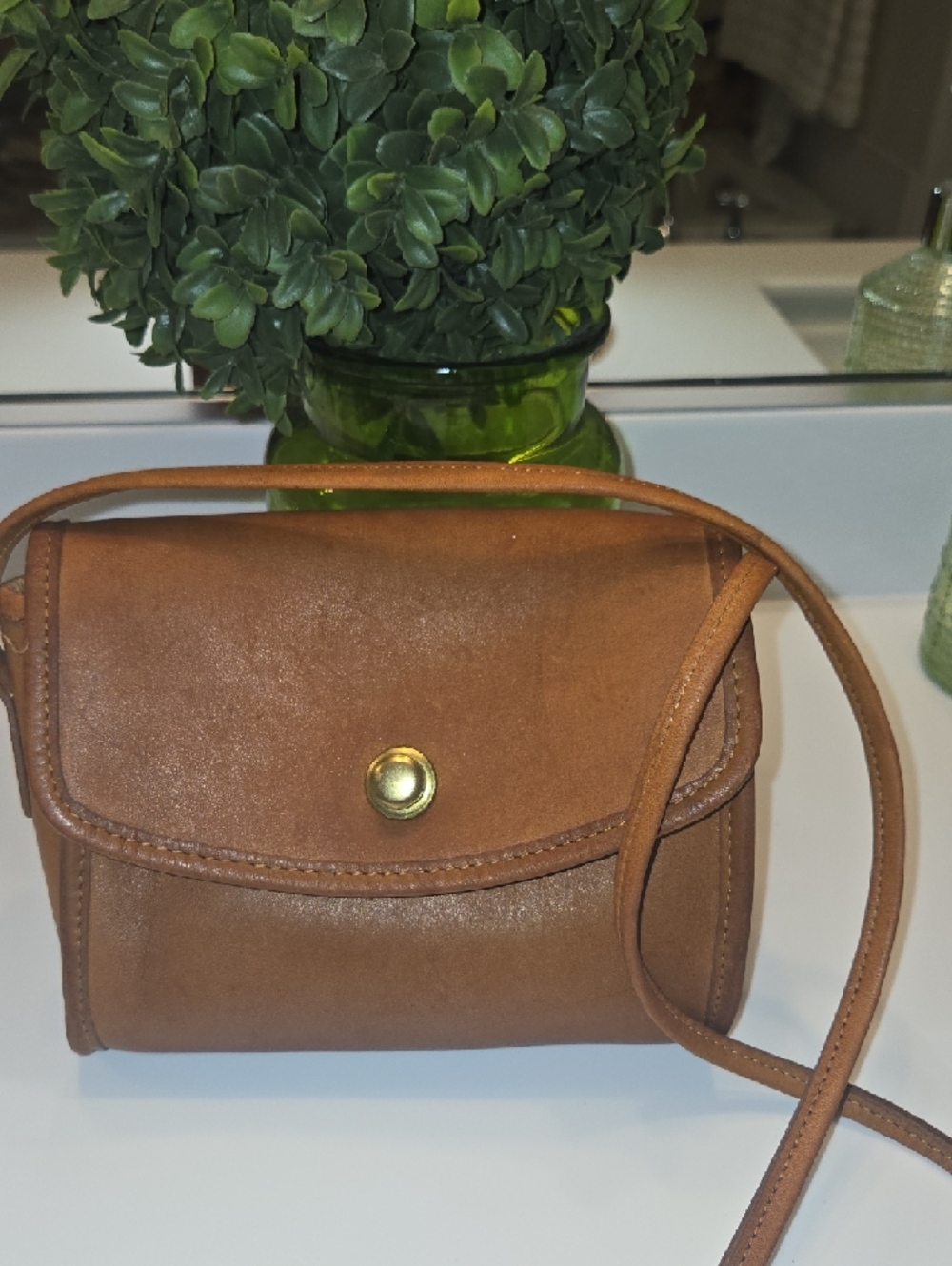 Coach Brown Leather Crossbody with Gold Snap - Picture 5 of 10